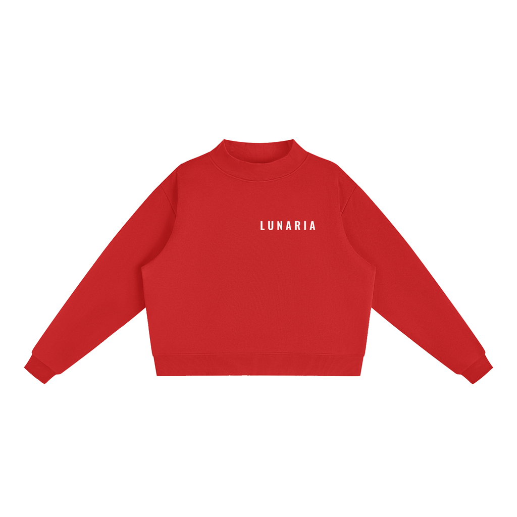 LUNARIA  Essential Fleece Mock-Neck Crew