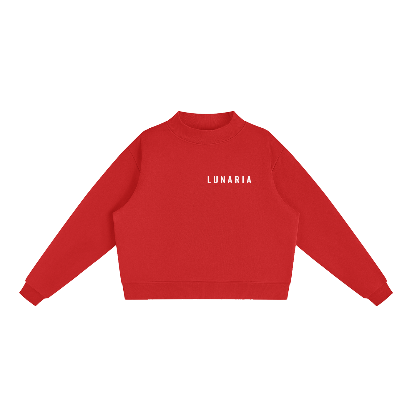 LUNARIA  Essential Fleece Mock-Neck Crew