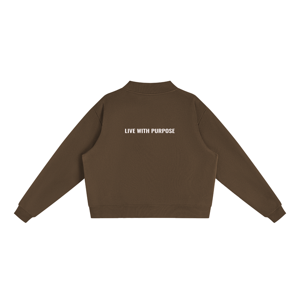 LUNARIA  Essential Fleece Mock-Neck Crew