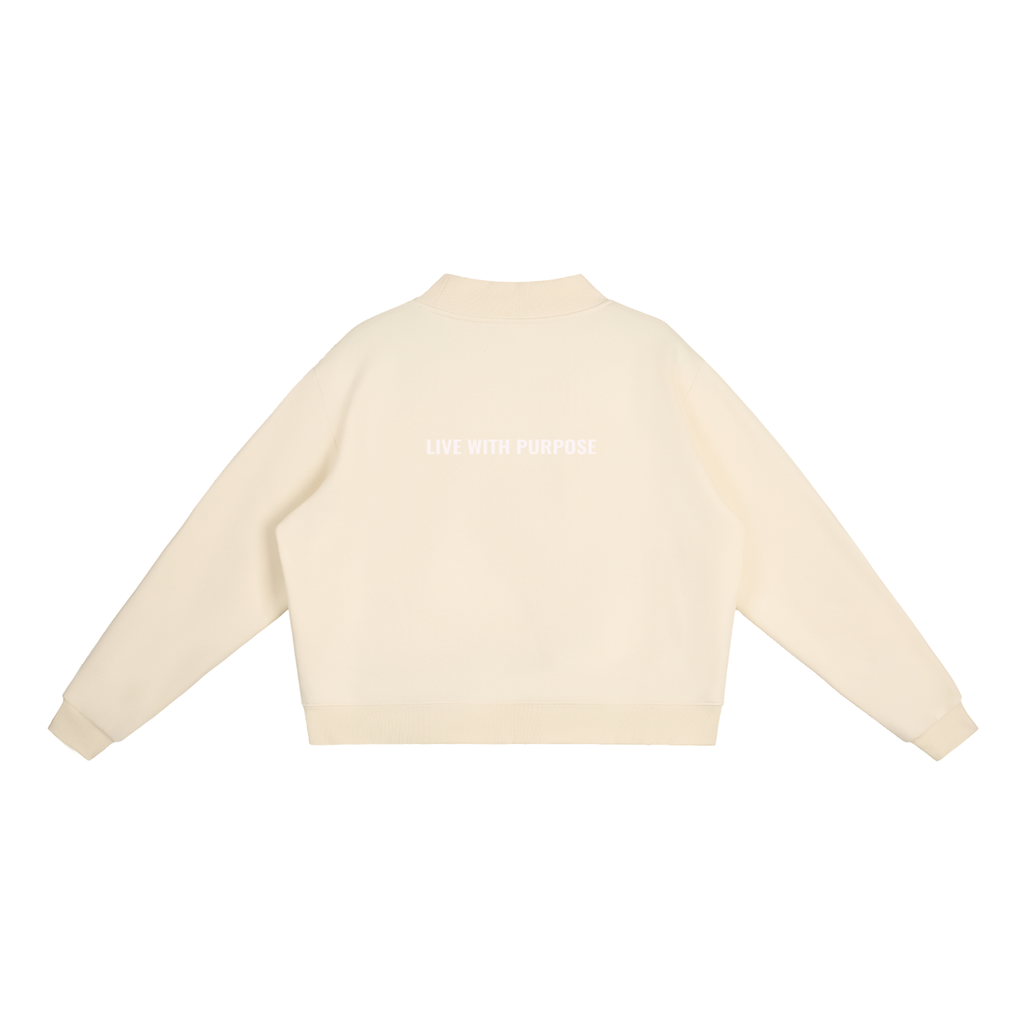 LUNARIA  Essential Fleece Mock-Neck Crew