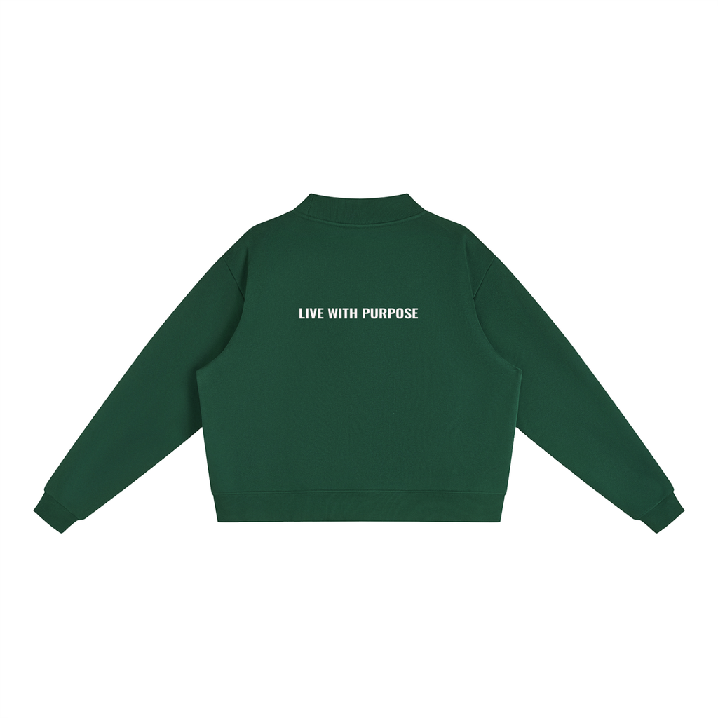 LUNARIA  Essential Fleece Mock-Neck Crew
